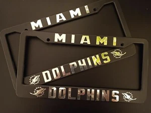 - JUEGO de 2 - Marcos de placas de plástico de los Miami Dolphins - Imagen 1 de 2