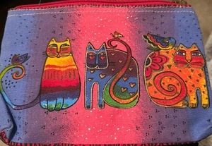 Laurel Burch Baumwolle Canvas kleine Kosmetiktasche Katzenschwänze Kosmetiktasche - Bild 1 von 1