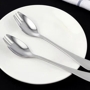 Cuchara de postre para ensaladas tenedor de doble propósito y cucharas medidoras de acero inoxidable de trabajo - Imagen 1 de 11