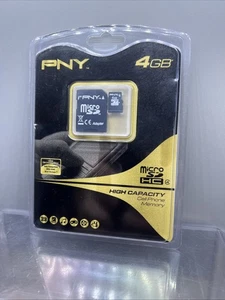 PNY 4GB MicroSDHC HIGH CAPACITY cell phone memory card P-SDU4GB4-EF/BKGD Sealed - Picture 1 of 5