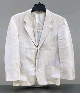 Vintage Polo Ralph Lauren Blazer Mens 38 Linen Sport Coat Made in USA Beige - Picture 1 of 16