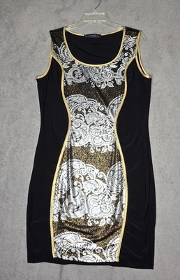 Vestido Symphony Para Mujer XL XLarge Negro Plata Dorado Bodycon Fiesta de Vacaciones Año Nuevo Foto 1 de 4