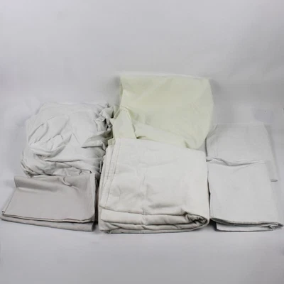 Lot of 6 White & Off-White Bed Linens DIY Fabric Upcycling FLAWED - Image 1 of 4