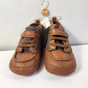 NEW Carters Infant Boys Brown & Grey Slip On Casual Sneakers Sz 9-12 Months NWOB - Picture 1 of 10