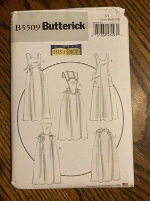Butterick B5509 Edwardian History Full-length Aprons SZs SM-MED-LG  NEW/Uncut - Image 1 of 3