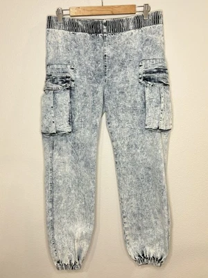 Pantalones cargo Norma Kamali de colección años 90 lavado ácido denim estilo jogger talla M 32x28 Foto 1 de 4