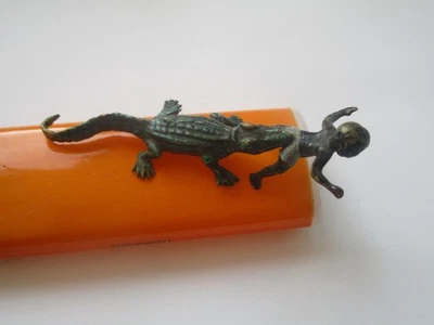  Vintage Wiener Bronze  Krokodil mit Mohr im Maul   verm. Franz Bergmann - Bild 1 von 4