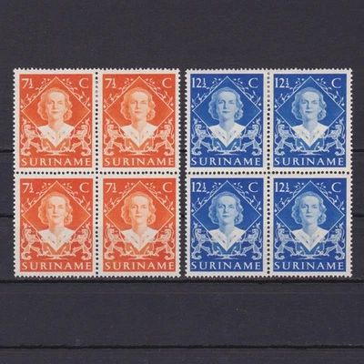 SURINAM 1948, Sc# 236-237, CV $28, bloque de 4, MH/MNH Foto 1 de 2