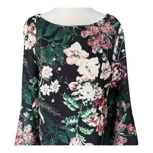 Vestido Calvin Klein 14 Negro Multi Floral Mangas Acampanadas Lápiz Fiestas de Negocios - Imagen 1 de 12