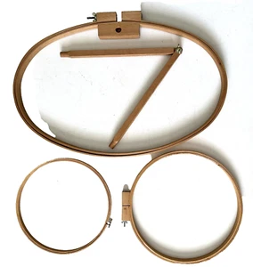 Vintage Gibbs MFG. Co. 27 x 18" Wood Oval Quilting Cross Stitch Hoop With Stand - Picture 1 of 20