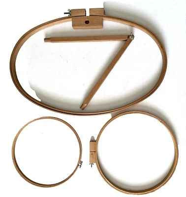 Vintage Gibbs MFG. Co.  27 x 18" Wood Oval Quilting Cross Stitch Hoop With Stand - Image 1 of 4