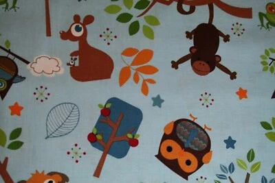 Animals in Blue, HOOTY HOOT RETURNS, Riley Blake Cotton Fabric - By the 1/2 Yard - Image 1 of 4