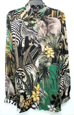 JUST CAVALLI SAFARI ANIMAL BLUSA MANGA LARGA TOP TALLA. 42(IT) NUEVO AUTÉNTICO Foto 1 de 4