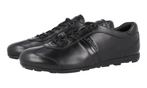 LUXUS PRADA MONTE CARLO SNEAKER SCHUHE 4E1965 SCHWARZ LEDER NEU 6 40 40,5 - Foto 1 di 11
