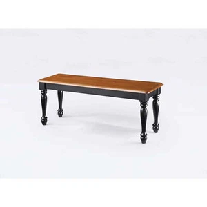Farmhouse Solid Wood Dining Bench, Black and Natural Finish - Picture 1 of 5