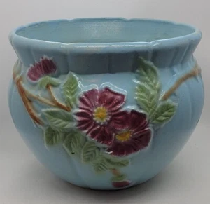 Robinson Ransbottom Pottery Blue Jardiniere Roseville Ohio Floral Design 421 VTG - Picture 1 of 7