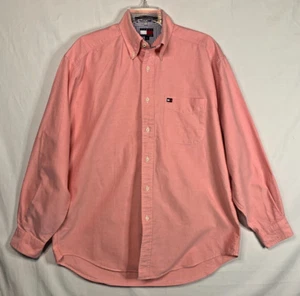 Vintage Tommy Hilfiger Button Down Hemd Herren Medium 90s Langarm Rosa - Bild 1 von 11