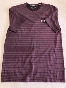 Under Armour Activewear T Shirt Men's Large Fitted Plum Gym Track Training Tee - Picture 1 of 4
