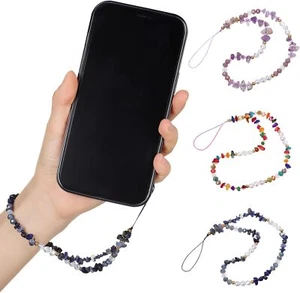 Mobile Phone Charm Crystal Beaded Wrist Strap Lanyard Smiley Chain Keys Holder - Zdjęcie 1 z 26