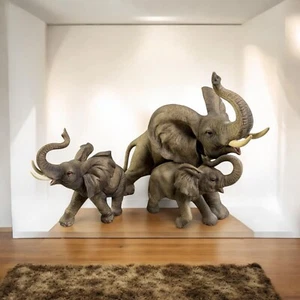 Andrea by Sadek Trunk Up Elephant Family Figurine 8.5" - Japan Made - Picture 1 of 16