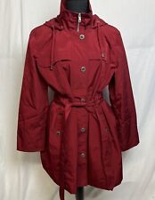 London Fog Women's Red Funnel Neck Hooded Rain Jacket Size XL