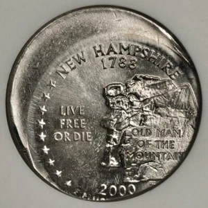 2000 ANACS MS65 Off Center New Hampshire Quarter Mint Error Great Eye Appeal - Picture 1 of 4
