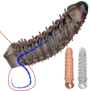 Vaina de pene manga masculina circunferencia puntiaguda condones extensor de pene potenciadores - Imagen 1 de 21
