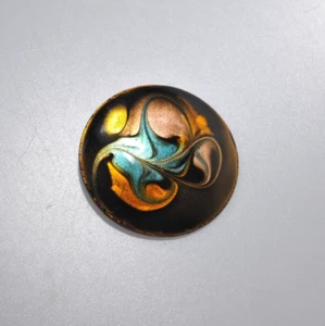 Enamel on Copper Brooch blue Abstract Artisan Made Handmade Israel colorful AN15 - Picture 1 of 12
