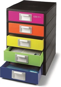 Niji Cassettiera Plastica Color-Black 5 Cassetti Colorato - Foto 1 di 1