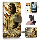 ( For Iphone 5 / 5s ) Wallet Flip Case Cover Aj40611 Buddha