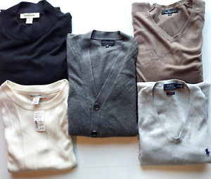 Lot of 5 Men's Luxury Fabric Size Medium Sweaters - Cashmere Silk Merino Wool