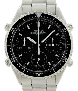 Rare Vintage 37mm Men's Seiko Chronograph Dive Diver Black Watch! 7A38-6040! - Picture 1 of 9