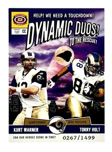 2001 Pacific Dynagon Dynamic Duos #17 Kurt Warner Torry Holt /1499 Rams - Picture 1 of 2