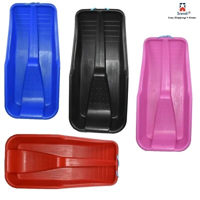 EASYSHOPPING LARGE KIDS HEAVY DUTY SNOW SLEDGE TOBOGGAN SLEIGH SLED ROPE PLASTIC ADULTS SKI B