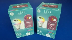 (2) GE LED+ Speaker LED A21 Light Bulbs w Remote, Daylight,  Multicolor Dimmable - Picture 1 of 12