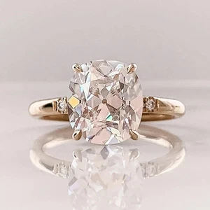 3Ct Cushion-Cut VS1 Lab Grown Diamond Solitaire Engagement Ring 14k Rose Gold - Picture 1 of 8