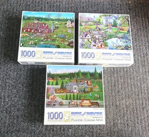 🔵⚪️Lot 3, Bits and Pieces, Only Completed 1 Time, Three 1000 Piece Puzzles⚪️🔵 - Picture 1 of 4
