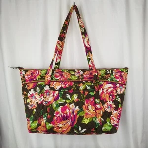 Bolso de Mano Vera Bradley Inglés Rosa Acolchado Mandy Grande Floral Marrón Rosa Verde - Imagen 1 de 18