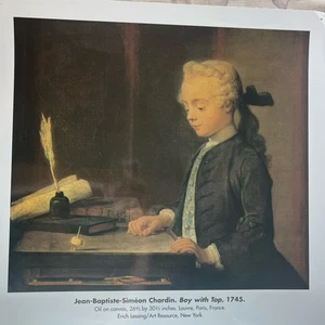 24” X 18” Laminated Print By Artist, Jean-Baptiste-Siméon Chardin, Boy With Top - Picture 1 of 5