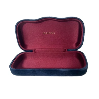 Estuche para gafas de sol Gucci azul terciopelo duro soporte de almacenamiento Foto 1 de 4