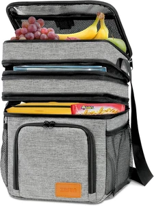 Insulated Lunch Bag for Women Men, Reusable 3 Layers Lunch Box Women, Expandable - Picture 1 of 12