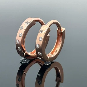 CREOLE IN ARGENTO 925/- PLACCATO ORO ROSA CON ZIRCONI CACCIA GIOIELLI - Foto 1 di 3