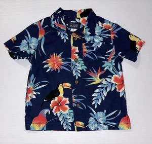 CHILDRENS PLACE Boys Sz 2T Hawaiian Aloha Cotton Button Up Shirt Tropical - Picture 1 of 4