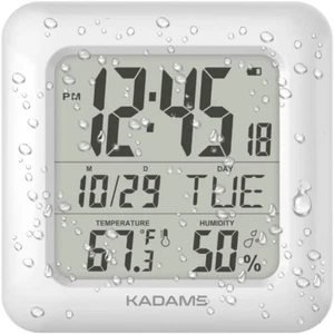 Kadams Bathroom Digital Clock with Large LCD Screen - Shower Wall White  - Picture 1 of 9