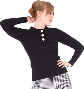 Suéter Rockabilly Voodoo Vixen »CUELLO POLO AÑOS 60 BOTONADO Manga Larga - Imagen 1 de 3