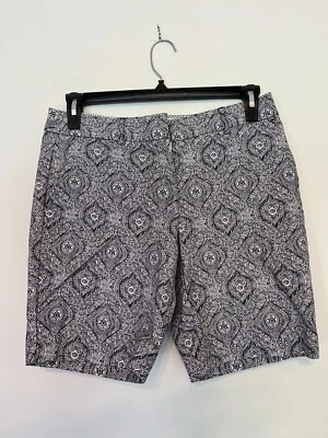 KENAR BERMUDAS MUJER SHORTS AZUL MARINO Y BLANCO ESTAMPADO GEOMÉTRICO TALLA 8 USADO EN EXCELENTE ESTADO Foto 1 de 4