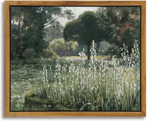Framed Canvas Wall Art Vintage Decor, Room Eclectic Decor, Meadow with Flowers,, - Picture 1 of 12