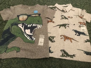NWT carters dinosaurs reptiles 2 shirts set 7 boys $42 lizards birthdays camping - Picture 1 of 8