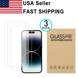 3PCS Tempered Glass iPhone 6 6S 7 8 7+ 8+ SE X XR XS MAX 11 12 13 14 15 Pro Max - Picture 1 of 33