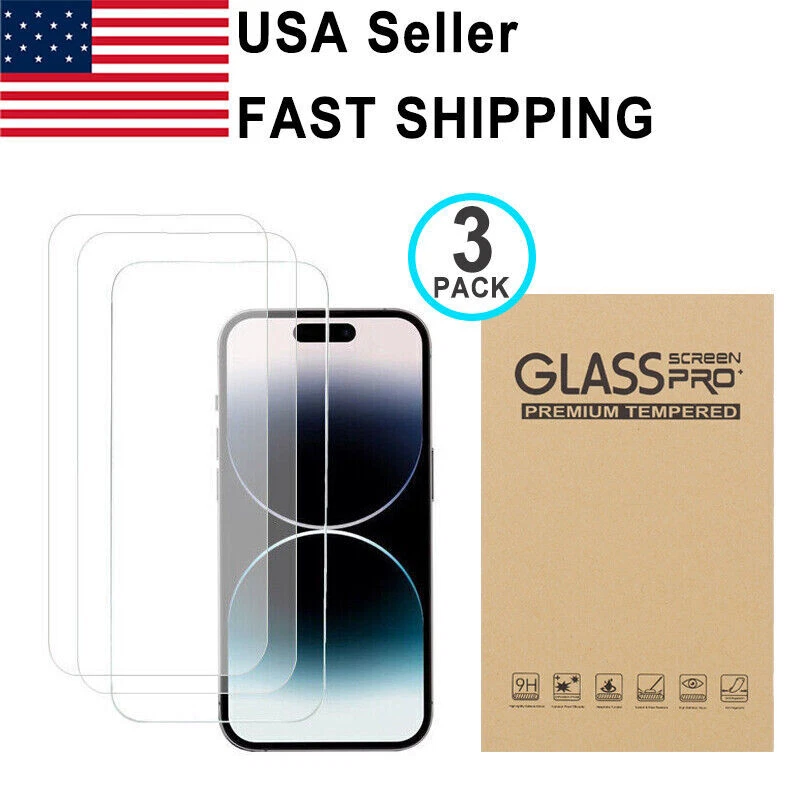3PCS Tempered Glass iPhone 6 6S 7 8 7+ 8+ SE X XR XS MAX 11 12 13 14 15 Pro Max - Image 1 of 1